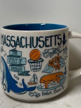 Starbucks Massachusetts Blue and Orange Ceramic State Mug
